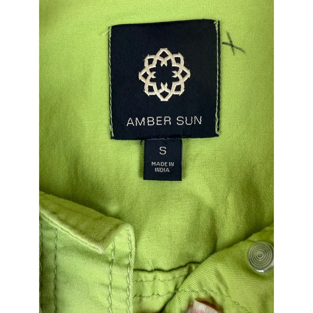 Minimalist Utility Jacket Lime Green Button Up‎ Size S Amber Sun